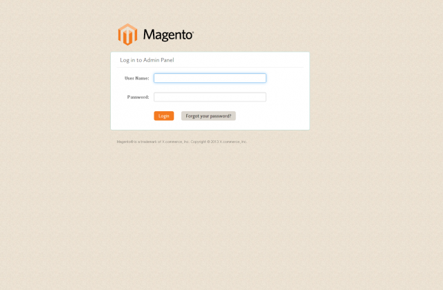 Das Login-Formular für den Administrations-Bereich von Magento 2 (Stand: Version 2.0.0.0-dev41 vom 07.02.2013).