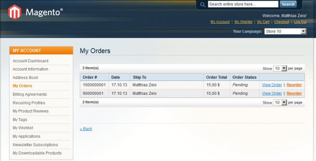 Was passiert mit den Bestellnummern bei mehr als 9 Store-Views?