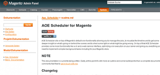 Die Version 1.1.0 von Mzeis_Documentation kann die Dokumentation eines Moduls im Backend anzeigen.